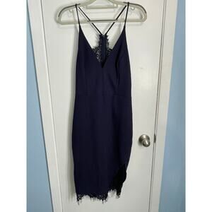 ASTR the Label Cocktail Dress Large Navy Back Lace Whimsygoth Strappy Club